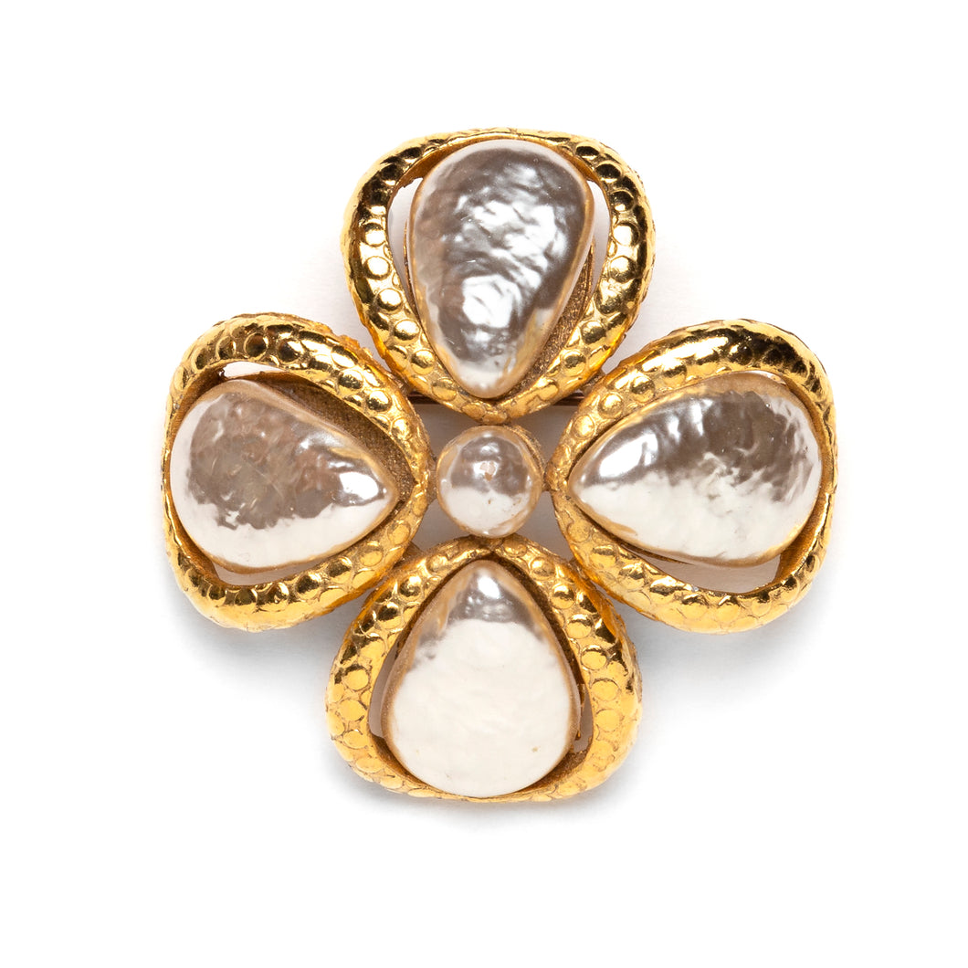 1980s Boucher Pearlescent Floral Brooch