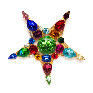 Colourful Jewel Encrusted Star Brooch