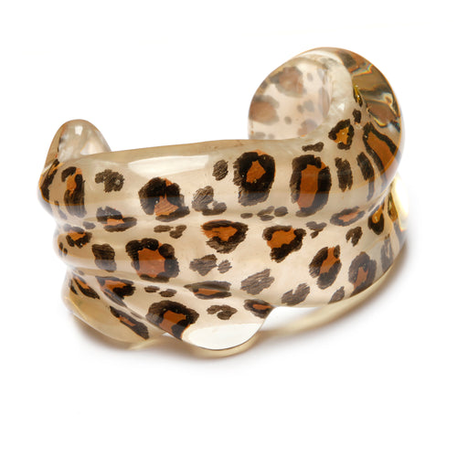 1970s Painted Lucite Leopard Cuff