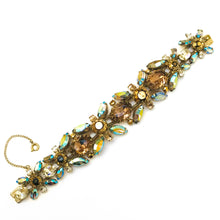 Load image into Gallery viewer, Flat Amber and Aurora Borealis Marquis Stone Schreiner Bracelet