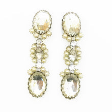 Load image into Gallery viewer, Schreiner Pearl and Diamanté Dangly Earrings