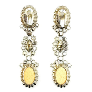 Schreiner Pearl and Diamanté Dangly Earrings
